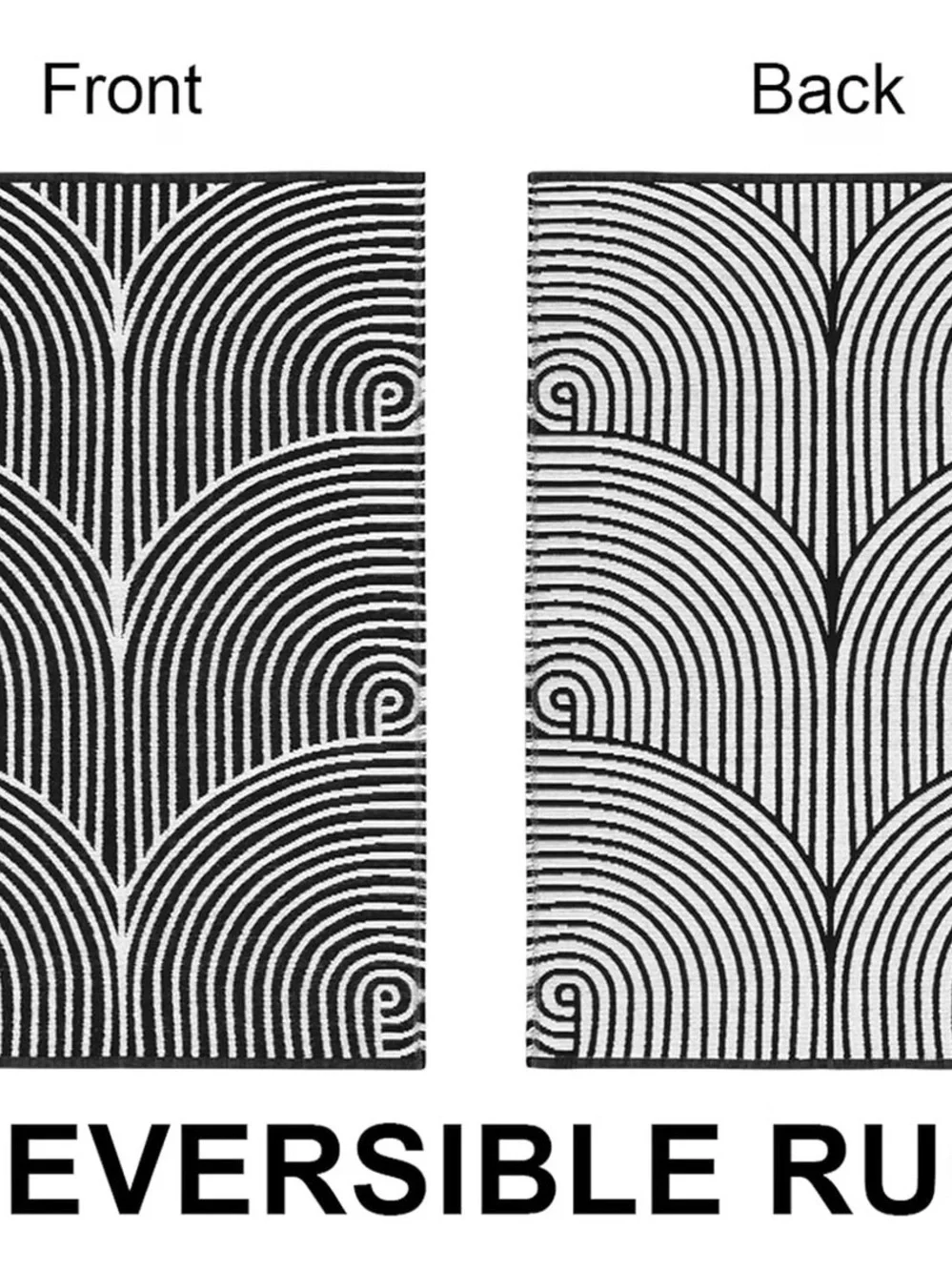 Black and White Geometric Runner Rug 2'x3'